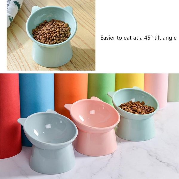 

cat bowls & feeders 157a 45 degrees tilted cats dogs bowl food feeding container non-slip base pet water feeder safeguard neck puppy kitten