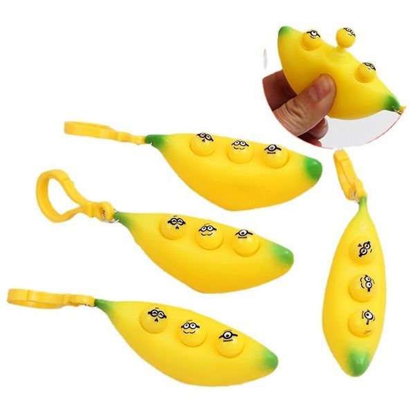 

decompression creative pinch music decompression vent eye popping banana key chain pendant toy