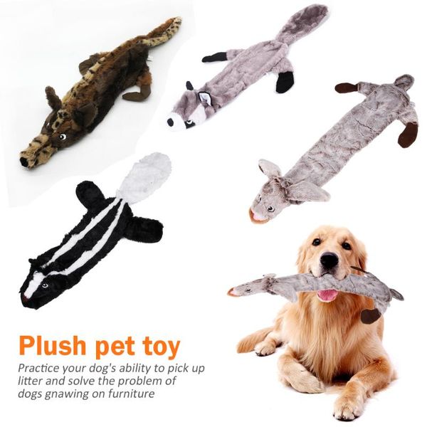 

cat toys lovely pet dogs chew plush cartoon animals squirrel cotton rope shape bite toy duck shaped squeak