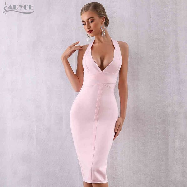

summer women bodycon bandage dress halter deep v backless club vestidos celebrity evening party 210423, Black;gray
