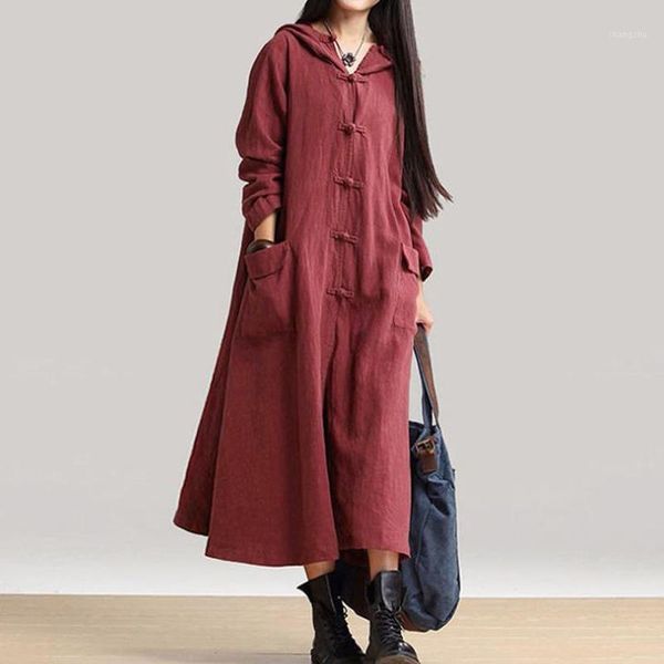 

casual dresses loose cotton linen dress long sleeve women vestidos plus size clothing hoodie large sizes 4xl 5xl hc115, Black;gray