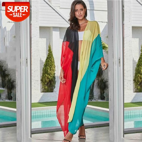 

2021 tunic for beach bathing suit cover ups long chiffon dress plus size beachwear bikini up saida de praia #q692 #df3e, Black;gray