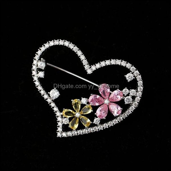 

pins, brooches jewelry fashion classic heart / crown brooch with cubic zirconia metal coat lapel pins for women wedding drop de, Gray