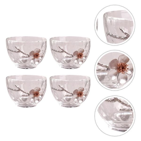 

mugs 4pcs japanese-style cup plum flower tea heat-resistant drinking