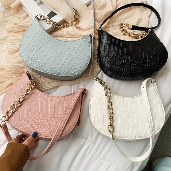 

evening bags fashion women pu leather alligator pattern shoulder casual all-matchÂ underarm bag elegant ladies hobos pure color handbags