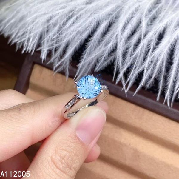 

cluster rings kjjeaxcmy fine jewelry 925 sterling silver inlaid natural blue z gemstone female ring luxury support test selling, Golden;silver