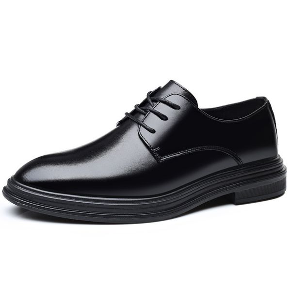 

leather sho men's korean version pointed busins casual real leather spring and autumn british versatile black lace up formal