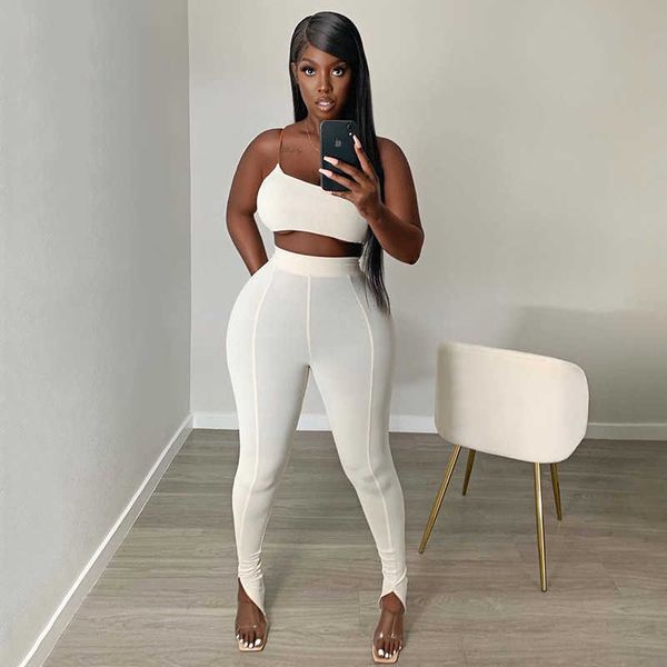 

knit two piece set women tracksuit lounge wear fall clothes 2 outfits for pants and crop bulk items s1737626 210712, Gray