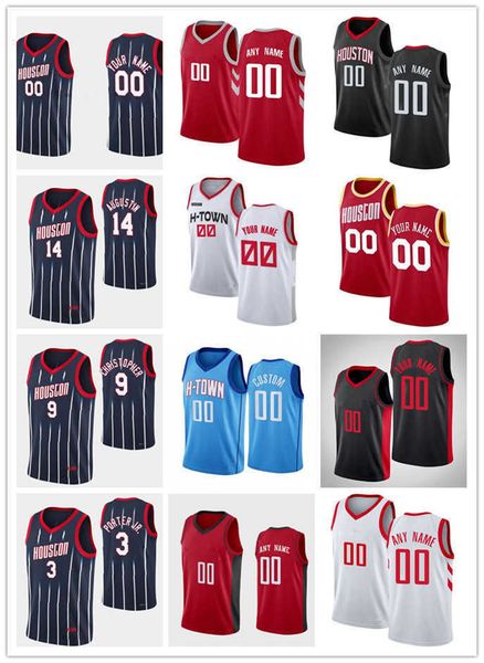 

75th custom houston's men rockets's jersey womn youth 14 d.j. augustin 7 armoni brooks 9 josh chriser 3 kevin porter jr. basketbal, Black;red