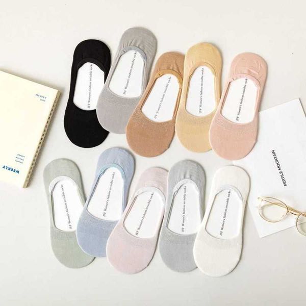 

spring and summer pure color candy cotton invisible socks boat light mouth, Black