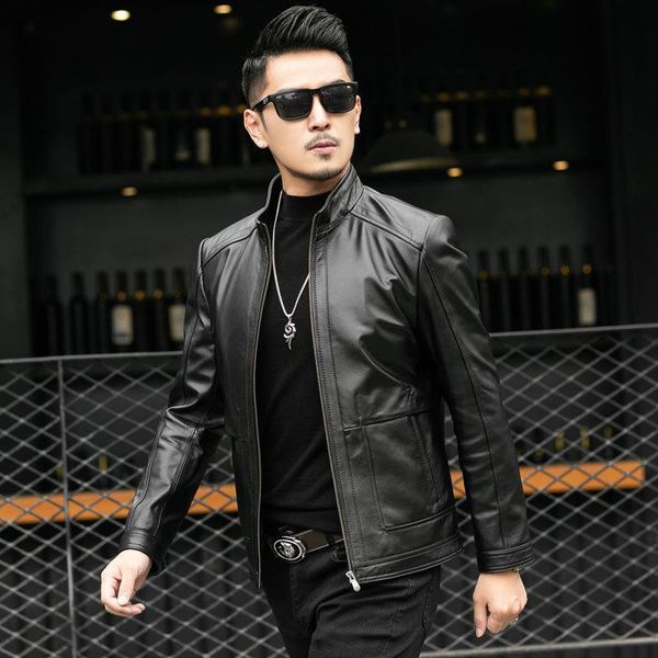 

haining leather jacket men's & faux, Black