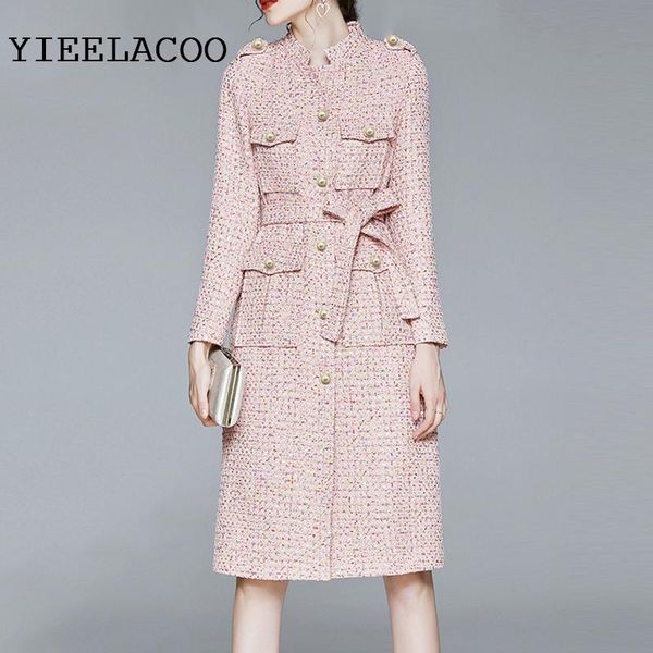 

women's jackets pink tweed jacket color dots sequin fabric spring / autumn /winter business ladies one piece coat, Black;brown