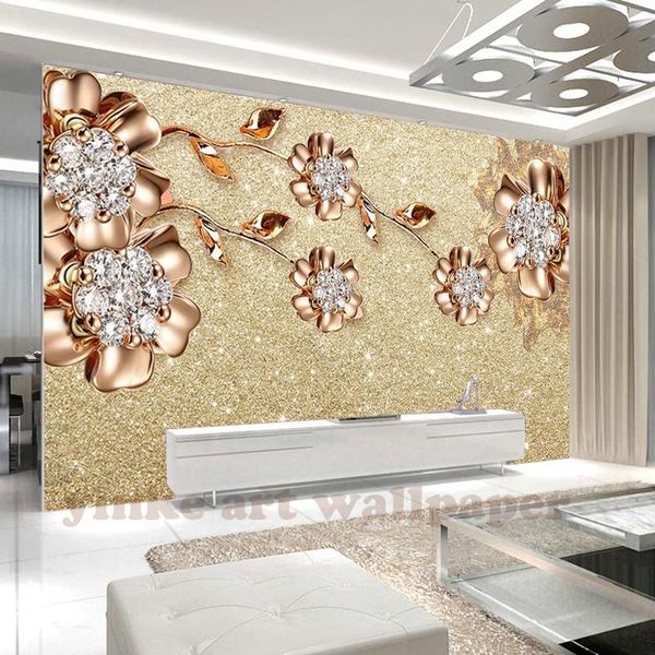 

wallpapers custom po wallpaper 3d living room tv sofa european jewelry flower large mural wall murals