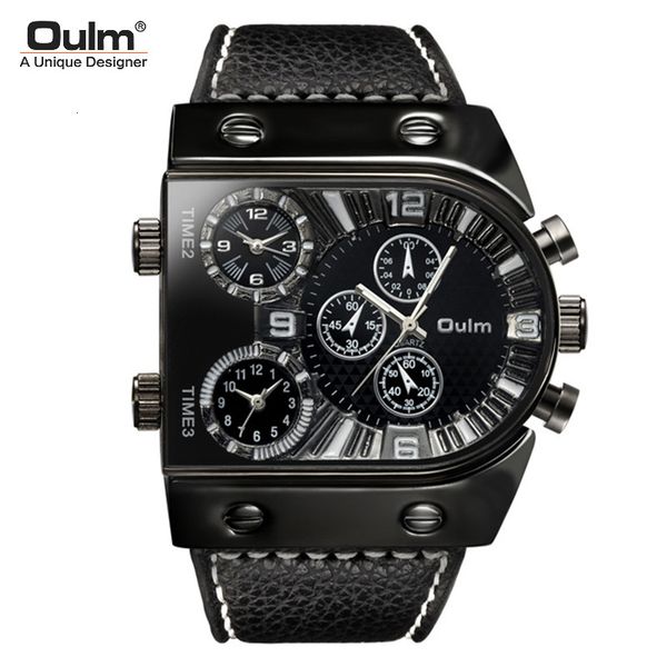 

oulm / eurium men's watch sport quartz men wrist, Slivery;brown