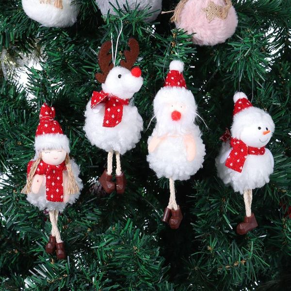 

christmas decorations party supplies drop ornaments snowman santa claus white plush doll hanging angel elk pendant