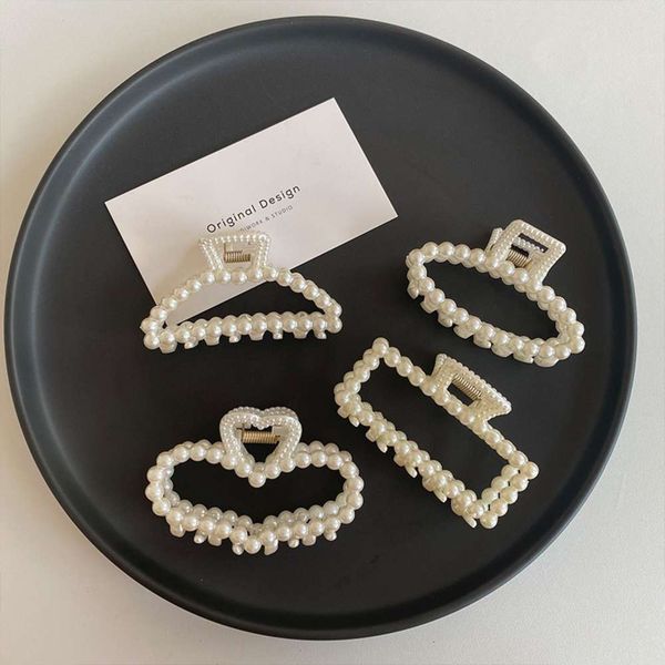 

hairpin south korean pearl edge girl back of the head size hair grabbing clip hairpin headdress, Golden;silver
