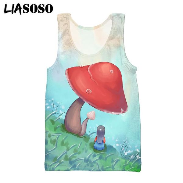 

men' tank liasoso 3d print men plant mushroom vest summer fashion streetwear shirts harajuku sleeveless sports undershirt women top, White;black