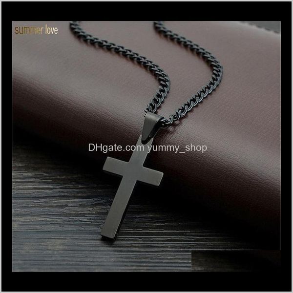 Colar de a￧o inoxid￡vel da moda para homens mulheres Gold Gold Black Link Chain Jesus Cross Pingente Pingente J￳ias Cefdh Zi6pf