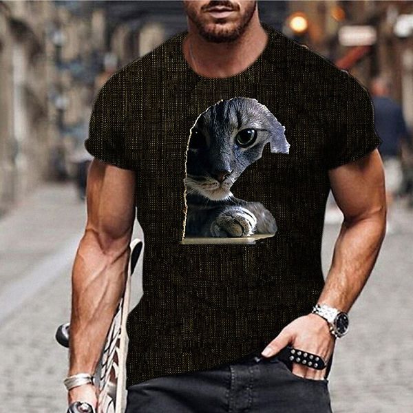 

men's t shirt 3d print cat graphic prints crew neck street daily print short sleeve casual designer big and tall sports black b0mi#, White;black