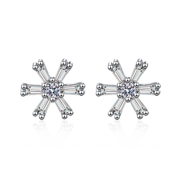 

stud trendy romantic wedding engagement diamond cubic zirconia fashion luxury gift plum blossom earrings, Golden;silver