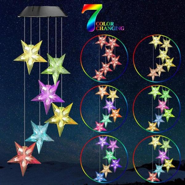 

solar lamps led colorful powered wind chime lights outdoors crystal butterfly waterproof windchime lamp for garden decoration