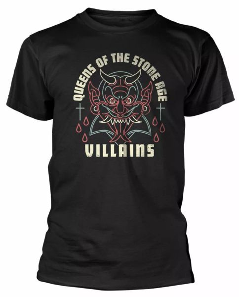 

queens of the stone age t shirt villains official mens tee black merch, White;black