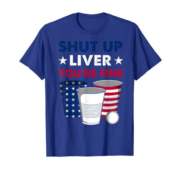 

shut up liver you're fine flip cup pong 4th of july tshirt, White;black