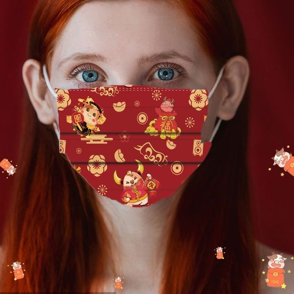 

goh 2021designer masks protective year's mask one time luckyyear's good printing meltblown cloth protection three layer protection