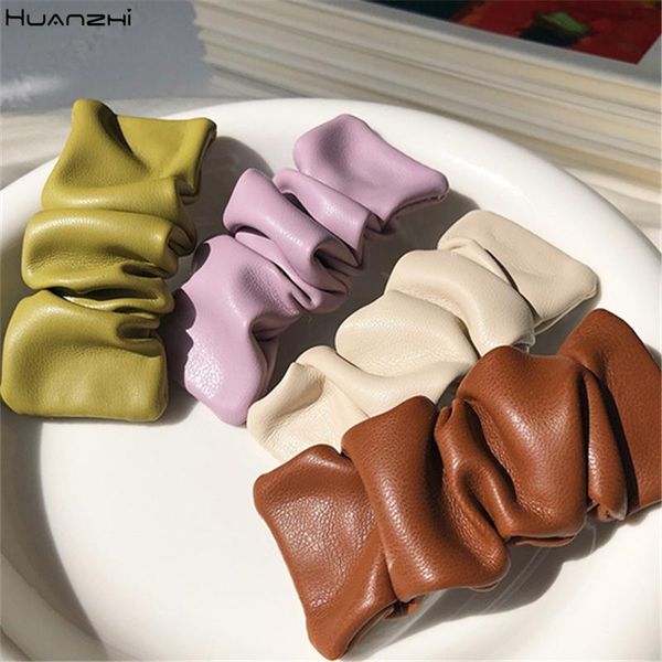 

hair clips & barrettes huanzhi 2021 colorful leather holder pleated rectangle headband hairpin for women girls bangs barrette accessories, Golden;silver