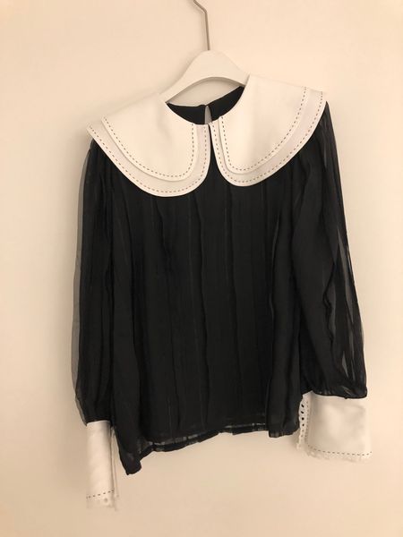 

spring new peter pan collar solid pullover all match solid shirt blouse women 210421, White