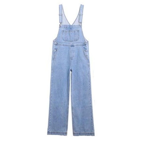 

women's jumpsuits & rompers denim jumpsuit women romper teenage girl kawaii loose jeans strap long pants korean cute ladies casual over, Black;white