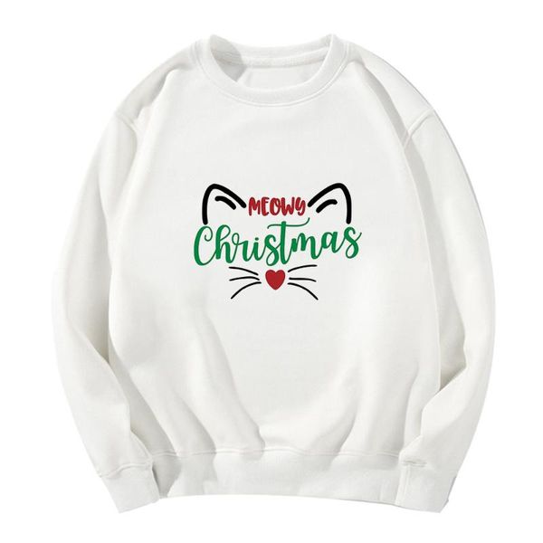 

women's hoodies & sweatshirts fashion merry christmas women cute cat print hoodie hip hop streetwear couple clothing, Black