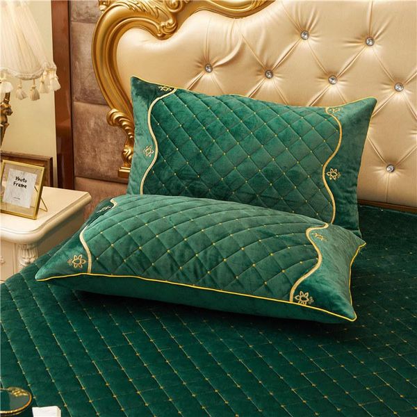 

pillow case 2pcs crystal velvet quilted cases for bed rectangle home decor covers sham winter warm 48x74cm embroidered