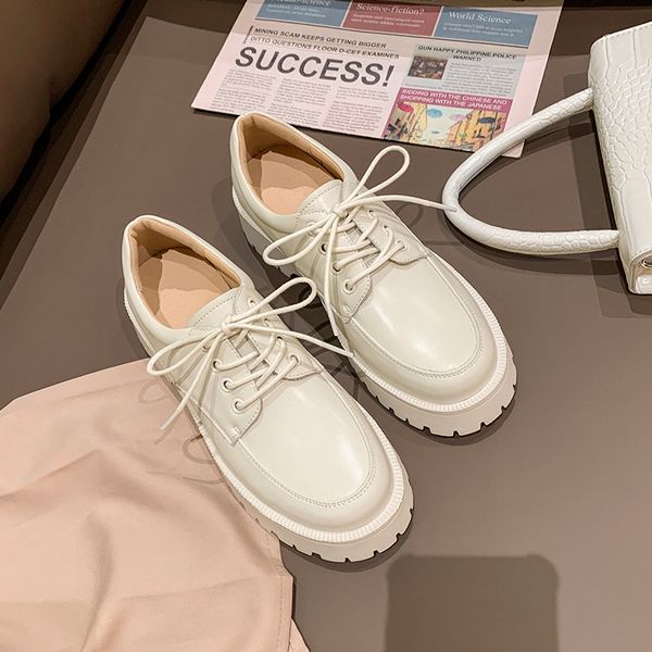 

ins fashion women oxford shoes lace up chunky platform casual black genuine leather shoes round toe loafers zapatos mujer w14