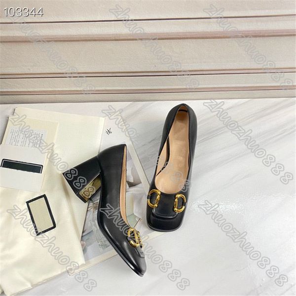 

classic heeled boat 100% leather high heels dress shoes metal lazy woman large wedding shoe size 35-41, Black