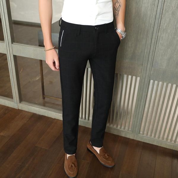 

classic black men's trousers 2021 spring high-quality slim casual small foot mouth fashion pants