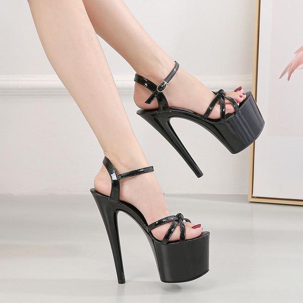 

sandals 15cm high heels stiletto stage performance female waterproof platform nightclub model catwalk dance shoes, Black