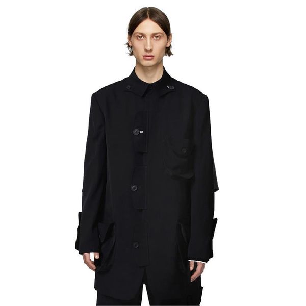 

men's suits & blazers customized male original stitching fashion multi pocket stage show plus size suit coat, White;black