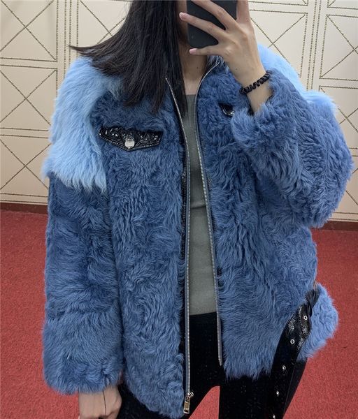 

women's trench coats winter coat women real sheep wool fur jacket finv, Tan;black