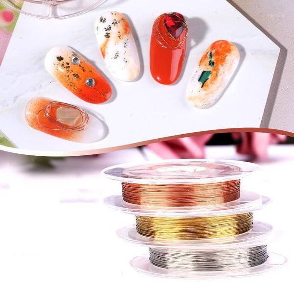 

nail art copper wire superfine gold silver and rose metal diy shaped tied stone line japanese decoration1, Silver;gold