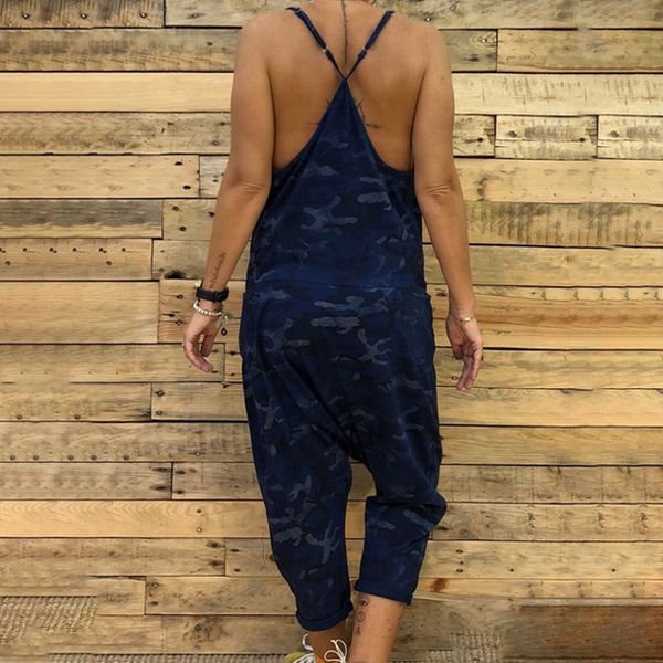 

2011camouflage spaghetti strap womens jumpsuits sleeveless v-neck thin ladies jumpsuit 2021 summer streetwear casual female romper, Black;white