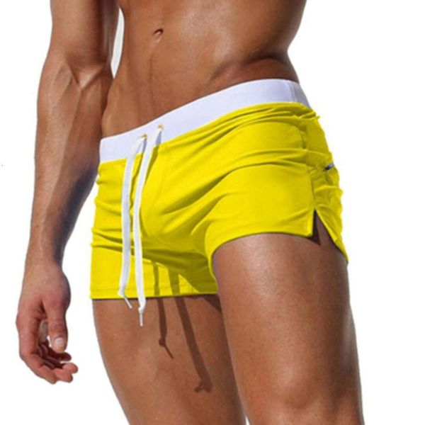 

breathable men's fashion swim trunks pants swimwear shorts slim wear color matching beach comfortable