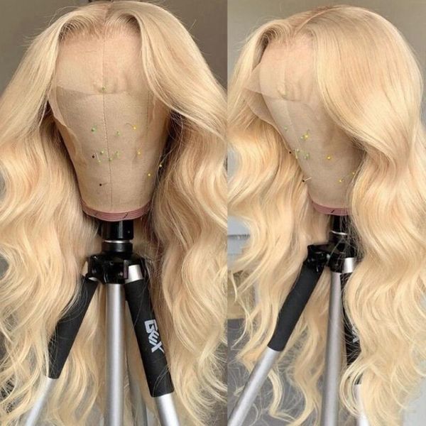 

synthetic wigs 613 middle part body wave blonde lace front wig for black women babyhair 26inch long heat resistant preplucked cosplay