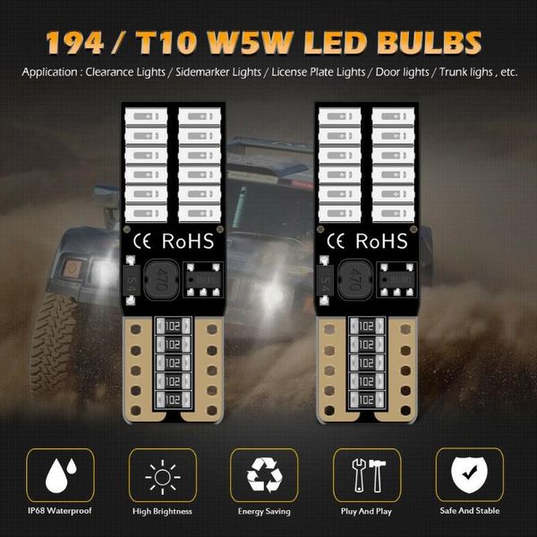 

car headlights error bulb led 120Â° beam 12v-24v light 168 part 192 replacement
