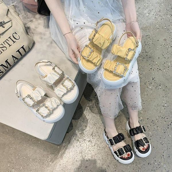

sandals rhinestone velvet shoes bling suit female beige summer heels muffins shoe 2021 women's suede bright black girls fl