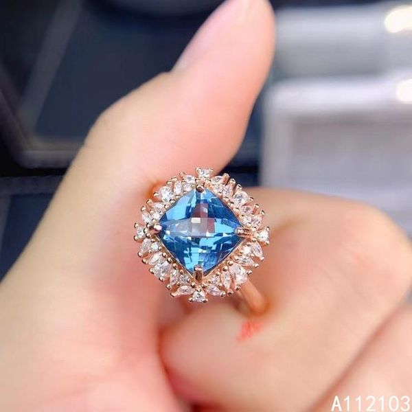 

cluster rings kjjeaxcmy fine jewelry 925 sterling silver inlaid natural london blue z girl elegant simple square gem ring support check, Golden;silver
