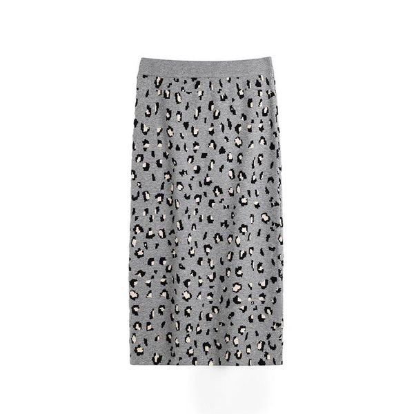 

autumn and winter women's skirts mid-length high-waist knitted skirt, Black