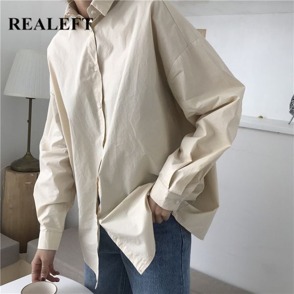 

autumn casual loose women's shirt female blouse long sleeve turn-down collar korean style women blouses 210428, White
