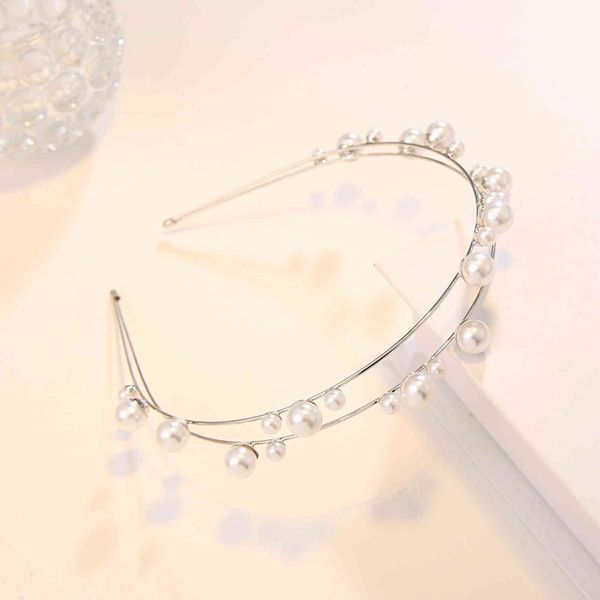 

new double pearl hairband size pearl accessories hair accessories, Silver