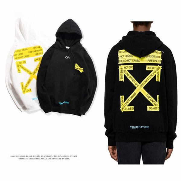 

off 18ss white arrow basic hoodie for men and women, Black